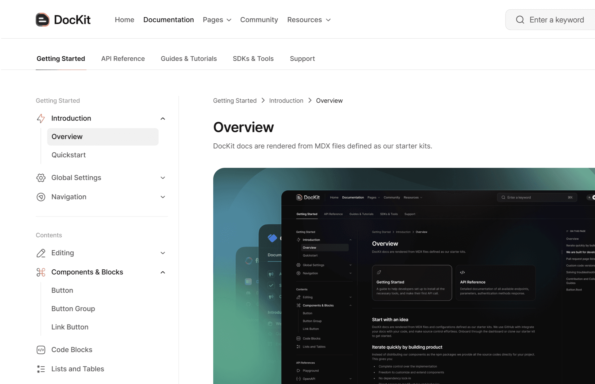 Light-mode documentation layout for guides and tutorials